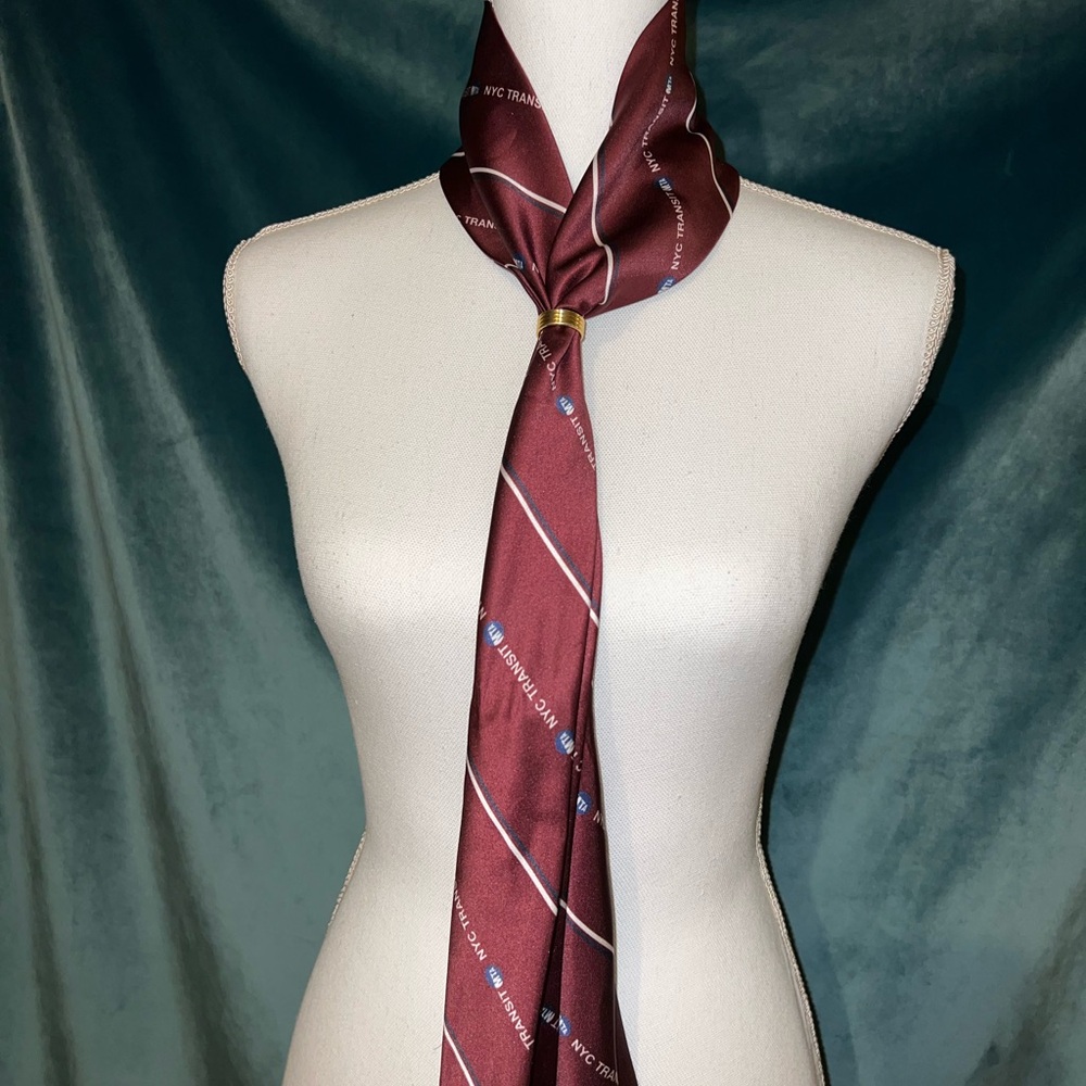 Burgundy Striped Silk Scarf MTA